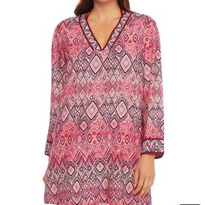 La Blanca Pink/Purple V Neck Coverup